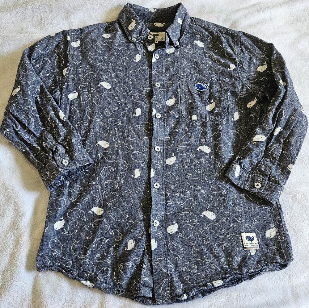 Fat Animals Whale Pattern Men's Button Down Shirt